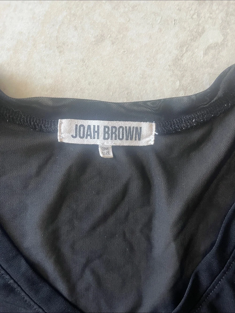 Joah Brown Black V-Neck Long Sleeve Sheer Crop Top - Picture 3 of 4